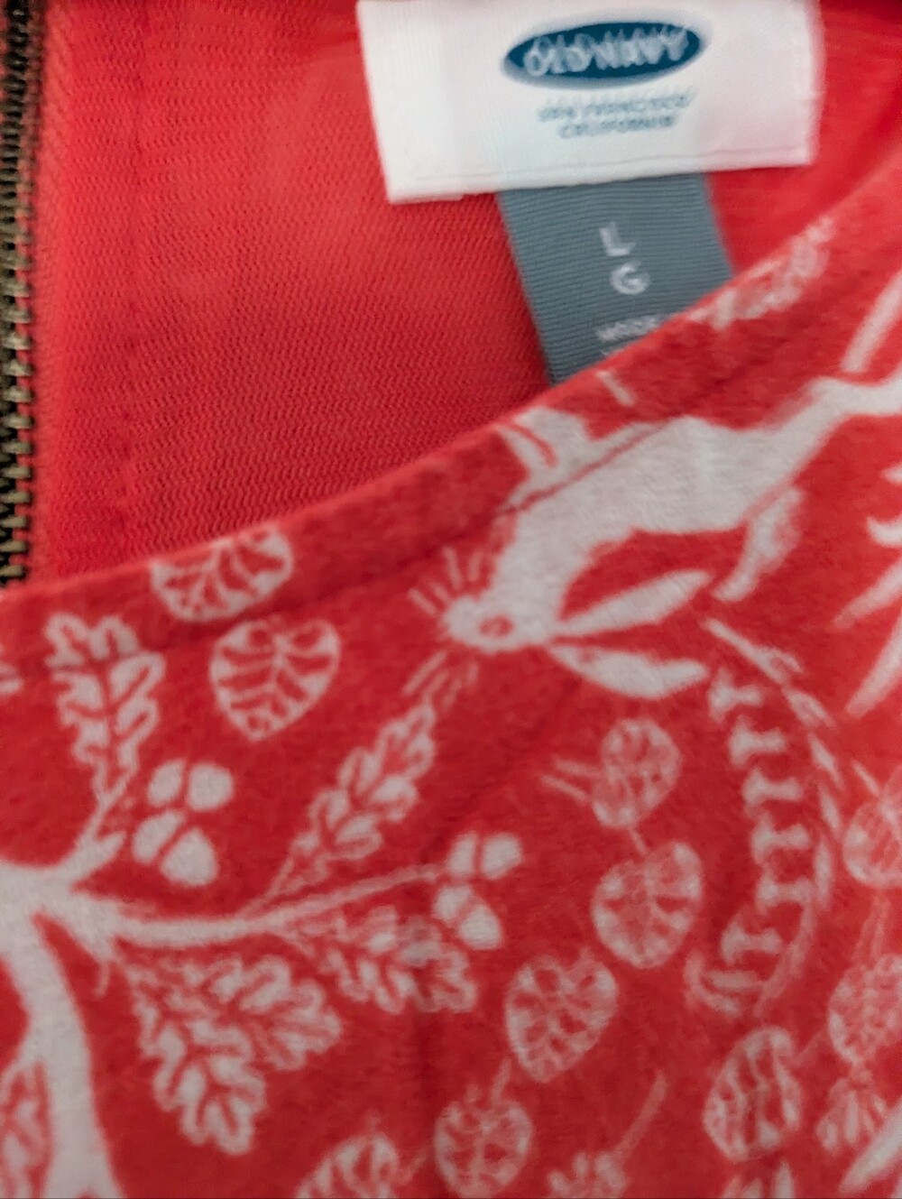 EUC Old Navy bright orange woodland animal print 3/4-sleeve mini dress - Picture 2 of 4